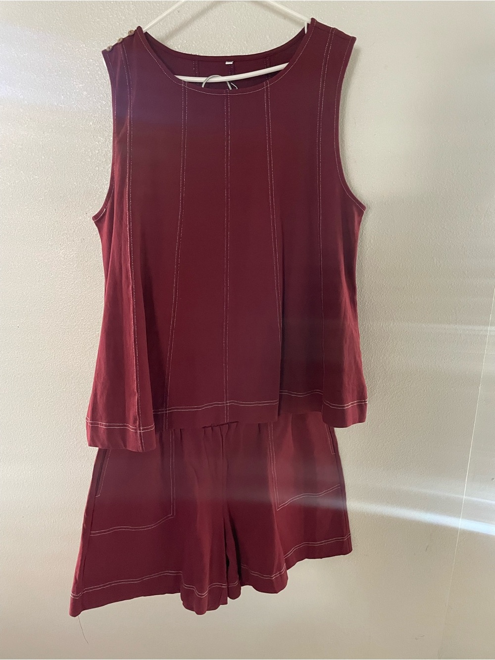 Burgundy 2 piece set with Contrast Stitching